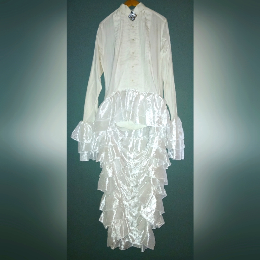 Vintage HAUTE Couture Tuxedo Shirt with Train